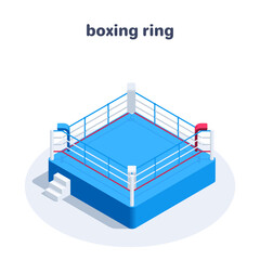 isometric vector illustration isolated on white background, boxing ring icon, sports and equipment