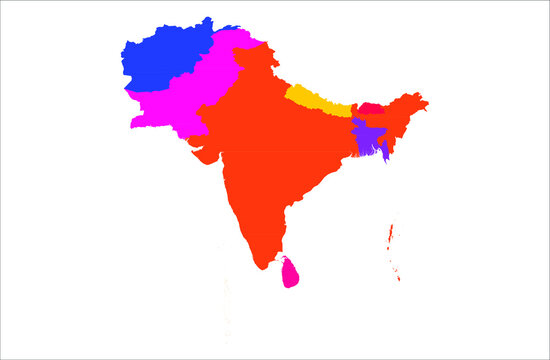 SAARC Organisation Member Countries vector map illustration on white background