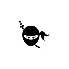 Ninja warrior icon. Simple black ninja head logo illustration © AR54K4 19