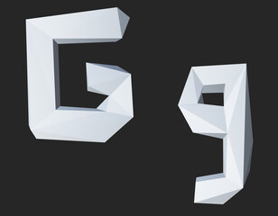 G alphabet letter 3d poly rendering. Font illustration Modern design. Premium Vector.