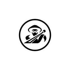 Ninja warrior icon. Simple black ninja head logo illustration