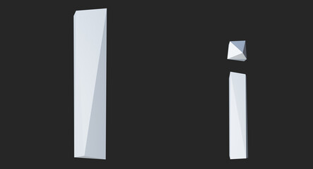 I alphabet letter 3d poly rendering. Font illustration Modern design. Premium Vector.