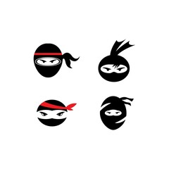 Ninja warrior icon. Simple black ninja head logo illustration