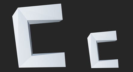 C alphabet letter 3d poly rendering. Font illustration Modern design. Premium Vector.