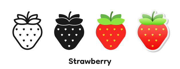 Vector icon set of Strawberry.