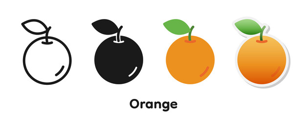 Vector icon set of Orange.