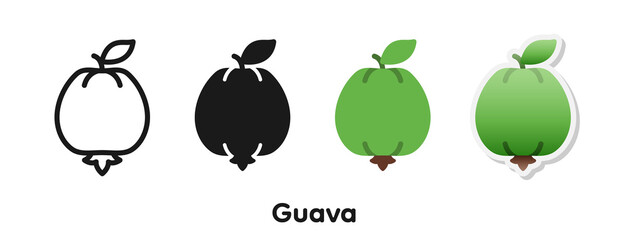 Vector icon set of Guava.