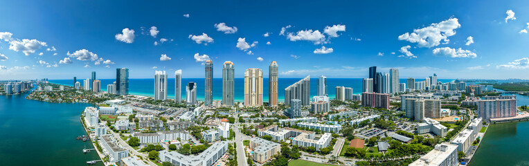 Miami, Sunny Isles Beach, Aventura, Panorama, Florida - obrazy, fototapety, plakaty