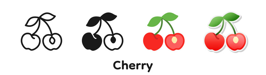 Vector icon set of Cherry.