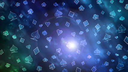 Blue abstract poker bokeh pattern.