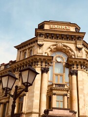 Old downtown historical center people street view