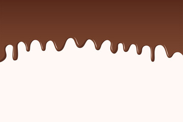 Sweet melted chocolate flowing down. Chocolate background vector illustration 
