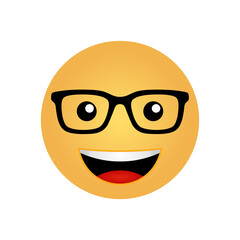 smiling emoji wearing glasses