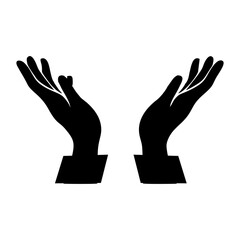 Silhouette of hands praying a prayer or clapping hands. Clap concepts like good orders and evaluations or cool judgments. flat style contour minimal logotype hand silhouette art design