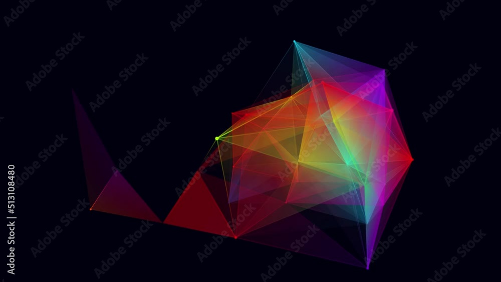 Fototapete Colored network connection structure. Science background. Abstract digital background. Big data visualization. 3d rendering.