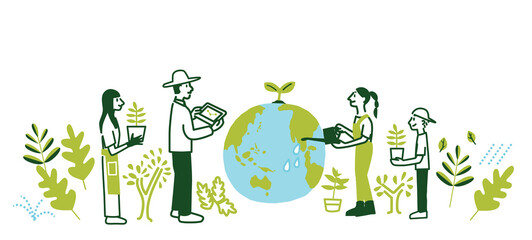 Obrazy na Plexi  地球の環境問題に向き合いグリーンを育てる人々