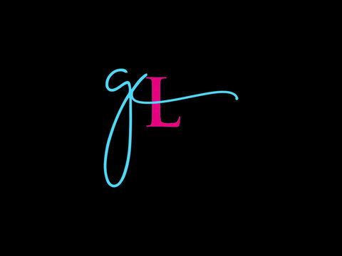 Colorful GL Logo Letter Vector, Signature Gl lg Letter Logo Icon Design For Clothing Brand Identity