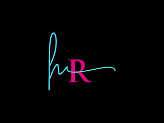 Minimalist HR Signature Logo, Signature Hr rh Logo Icon Design For Beauty Shop