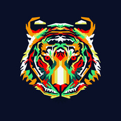 Tiger Head wpap po art Style Design vector