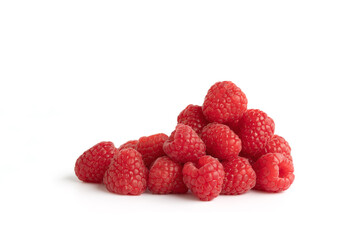 Group of natural raspberrys isolated on white.
