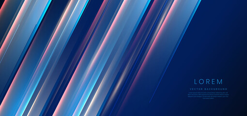 Abstract futuristic technology diagonal lighting effect on dark blue background.