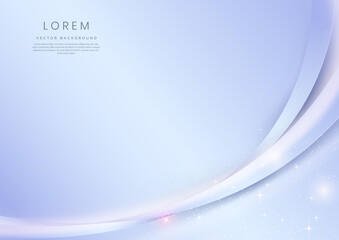 Abstract elegant light blue curved shape line overlap on light blue clean background with lighting and spakle.