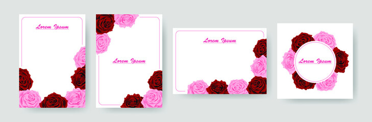 Set of vector flower frames with text space