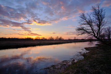 sunset over the river
