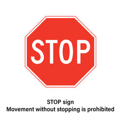 STOP road sign Traffic sign on white background
