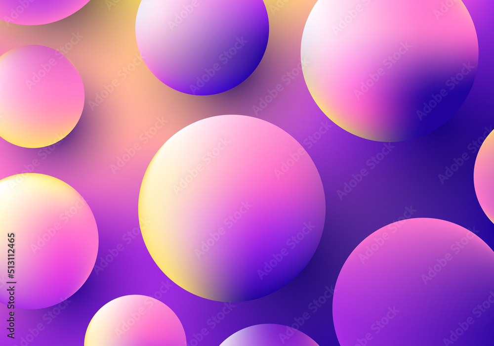 Poster 3d realistic circles shapes pattern vibrant color background. fluid sphere colorful backdrop