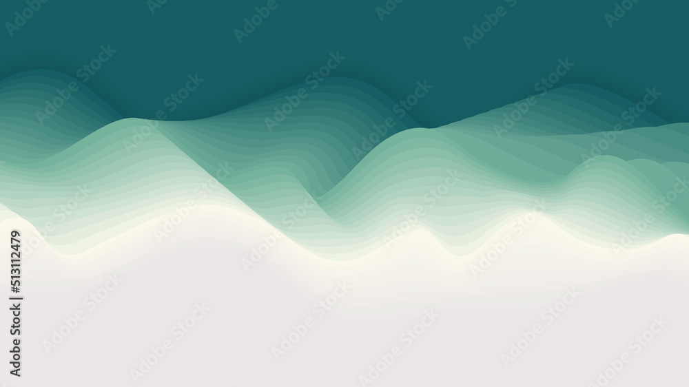 Poster abstract 3d green waves paper art layer background and texture