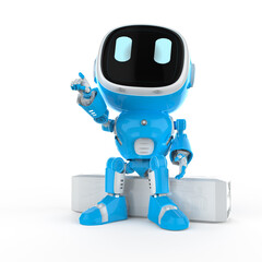 Naklejka premium cute and small artificial intelligence assistant robot finger point