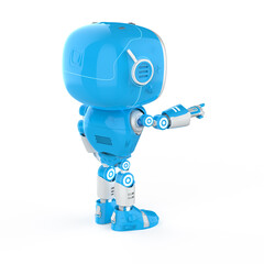 cute and small artificial intelligence assistant robot finger point