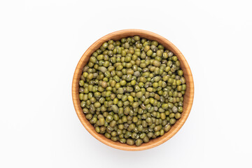 Mung bean, Vigna radiata seeds isolated on white background.