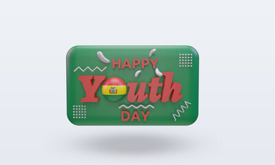 3d youth day Bolivia flag rendering front view