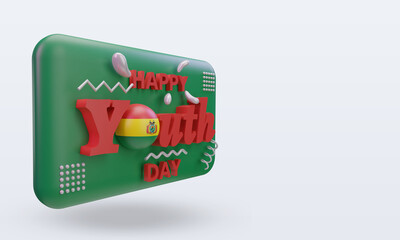 3d youth day Bolivia flag rendering left view