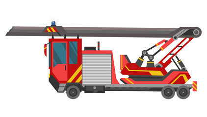 Fire truck. Fire engine. Emergency fire vehicle template. Red transportation for firefighting or fire extinguishing design element in flat style