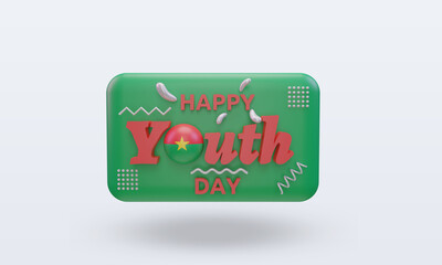 3d youth day Burkina Faso flag rendering front view