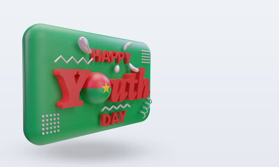 3d youth day Burkina Faso flag rendering left view