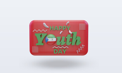 3d youth day Equatorial Guinea flag rendering front view