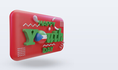 3d youth day Equatorial Guinea flag rendering left view