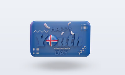 3d youth day Iceland flag rendering front view