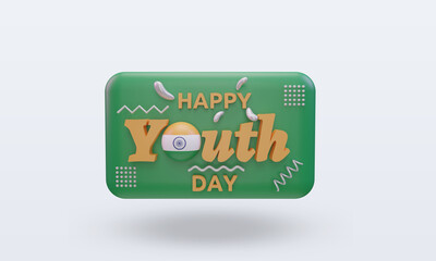 3d youth day India flag rendering front view