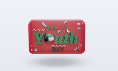 3d youth day Kuwait flag rendering front view