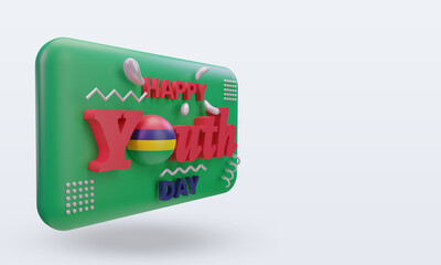 3d youth day Mauritius flag rendering left view