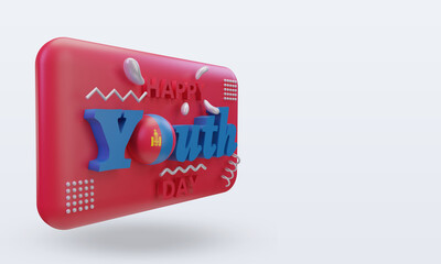 3d youth day Mongolia flag rendering left view