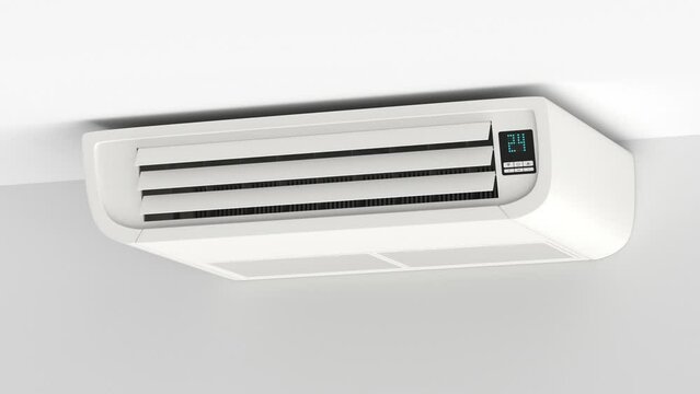 Ceiling mounted air conditioner blowing cold air