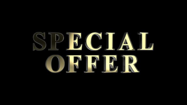 Special offer promo animation with gold letters