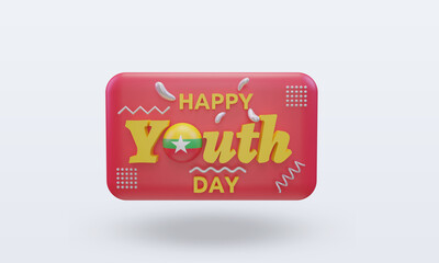 3d youth day Myanmar flag rendering front view