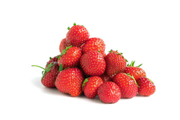 Fototapeta na wymiar Group of strawberrys (Genus fragaria) isolated on white.